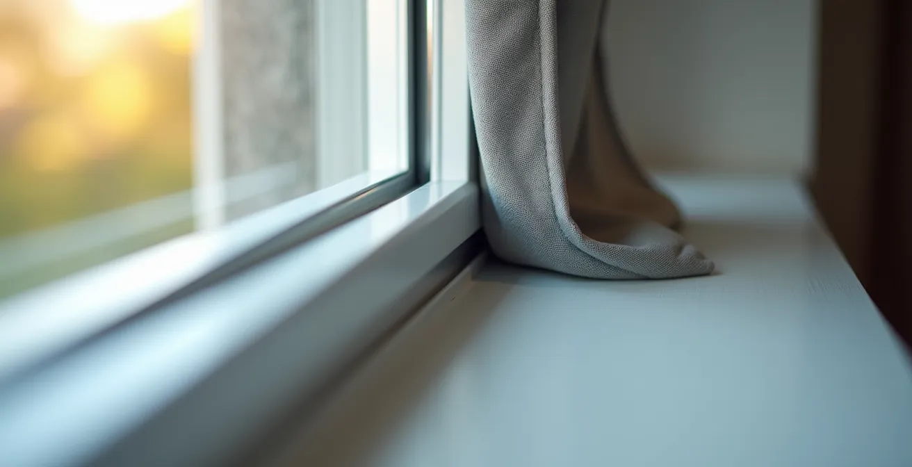 Dettaglio tecnico dell'installazione di tende oscuranti con guide laterali sigillate