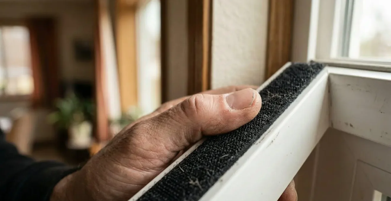 Dettaglio installazione sistema velcro per tenda termica su infisso