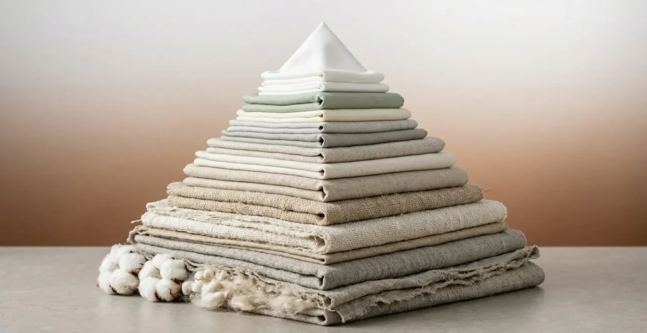 Infografica a piramide che mostra i livelli delle certificazioni tessili con GOTS al vertice