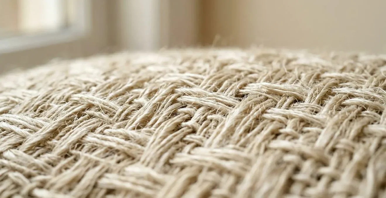 Dettaglio macro di fibra di lino di alta qualità senza pilling