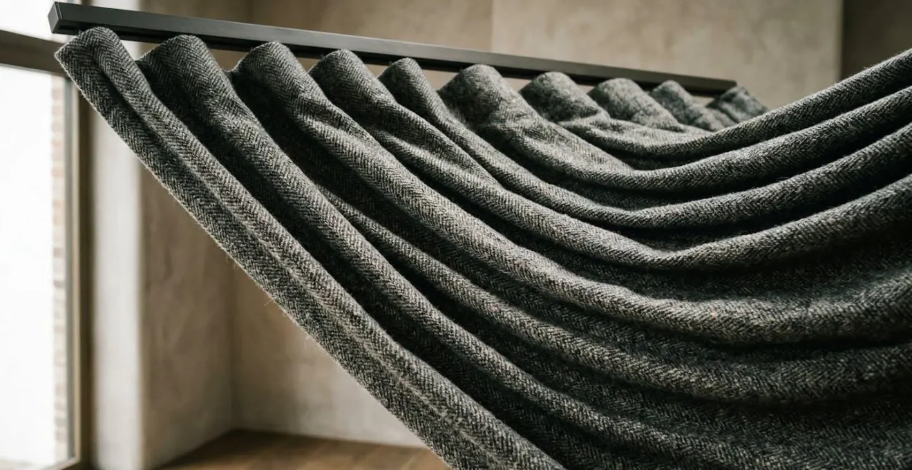 Sistema di binario wave con tessuto tweed che cade in onde morbide e naturali